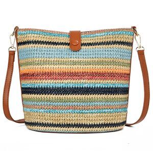 4456 Straw Crossbody Bags Summer Woven Beach Bag Raffia Shoulder Bag